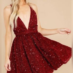 “It’s No Secret” Wine Sequin Dress from Red Dress Boutique
